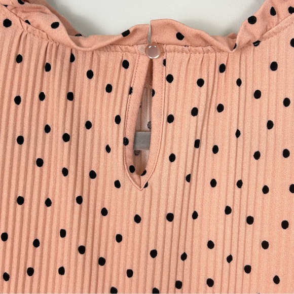 Adrianna Papell Georgette Pleated Polka Dot Blouse - Picture 4 of 8